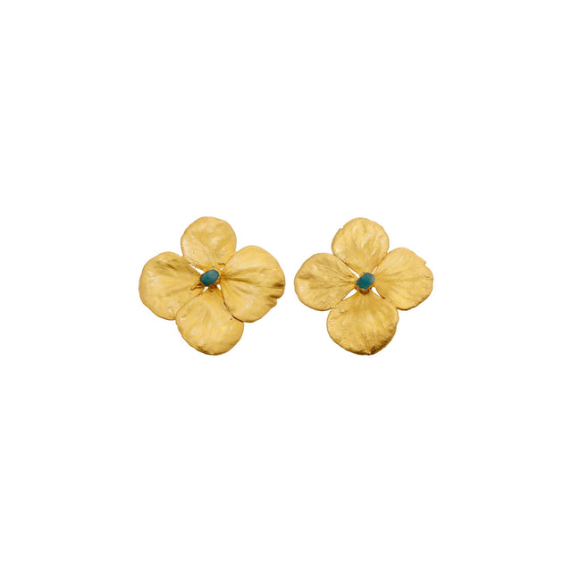 Hydrangea Earrings And Rough Emerald