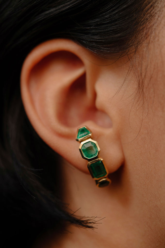Emerald Line Earring Stud