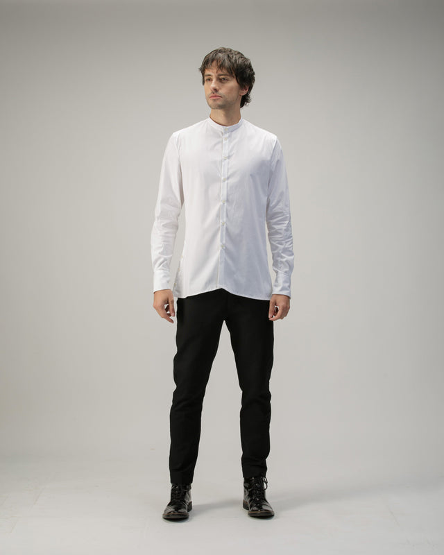 Camisa Slim cruda en algodón de A New Cross con cuello nehru, vista frontal