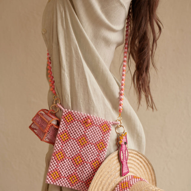 Hand-beaded Traveler's Strap - Orange Sunset