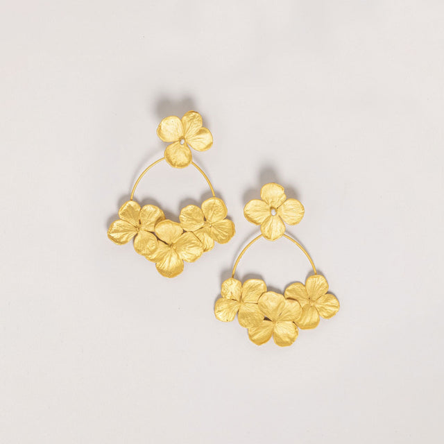 Hydrangea earrings with pearls - removable
