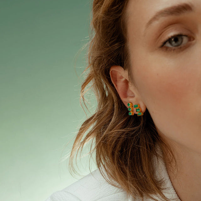 MAYA 3 STONES EARRINGS