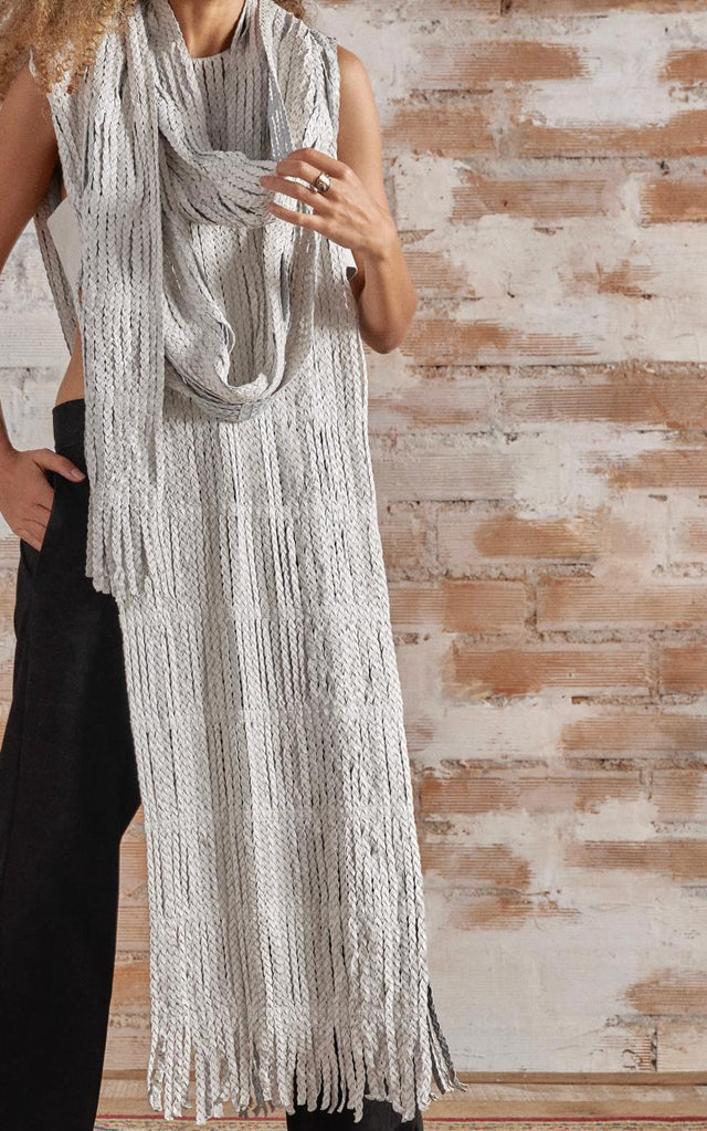 BARBALO WHITE BRAIDED LEATHER OVERLAY