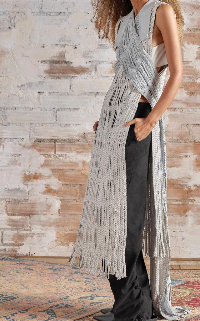 BARBALO WHITE BRAIDED LEATHER OVERLAY