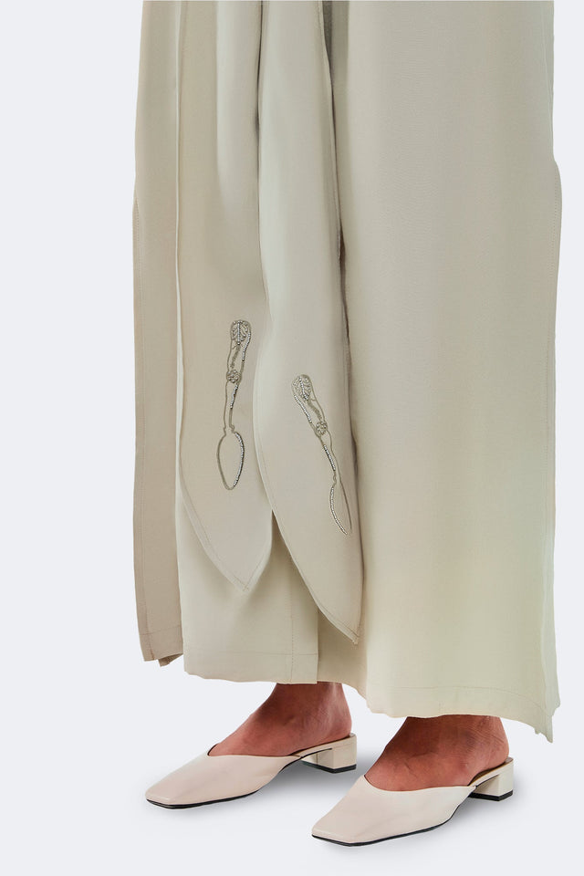 Vestido Zigze Anudado - Musgo - Olga Fisch - Detalle lateral