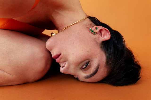 Emerald Line Earring Stud