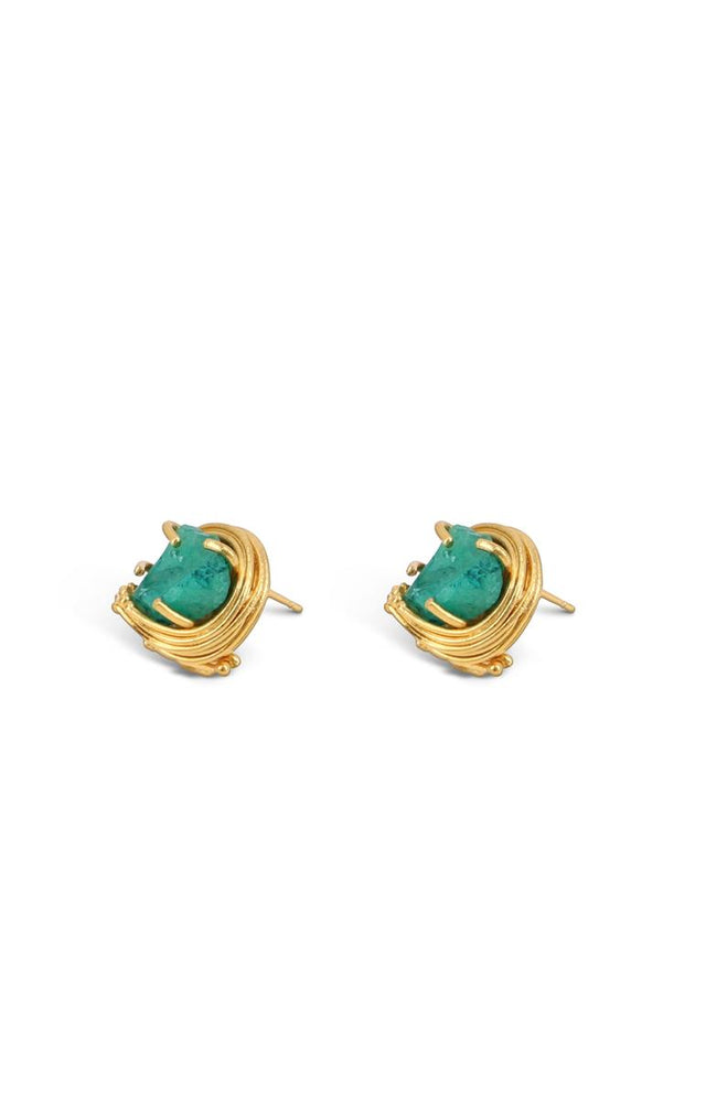 Mini Geo Emerald Studs