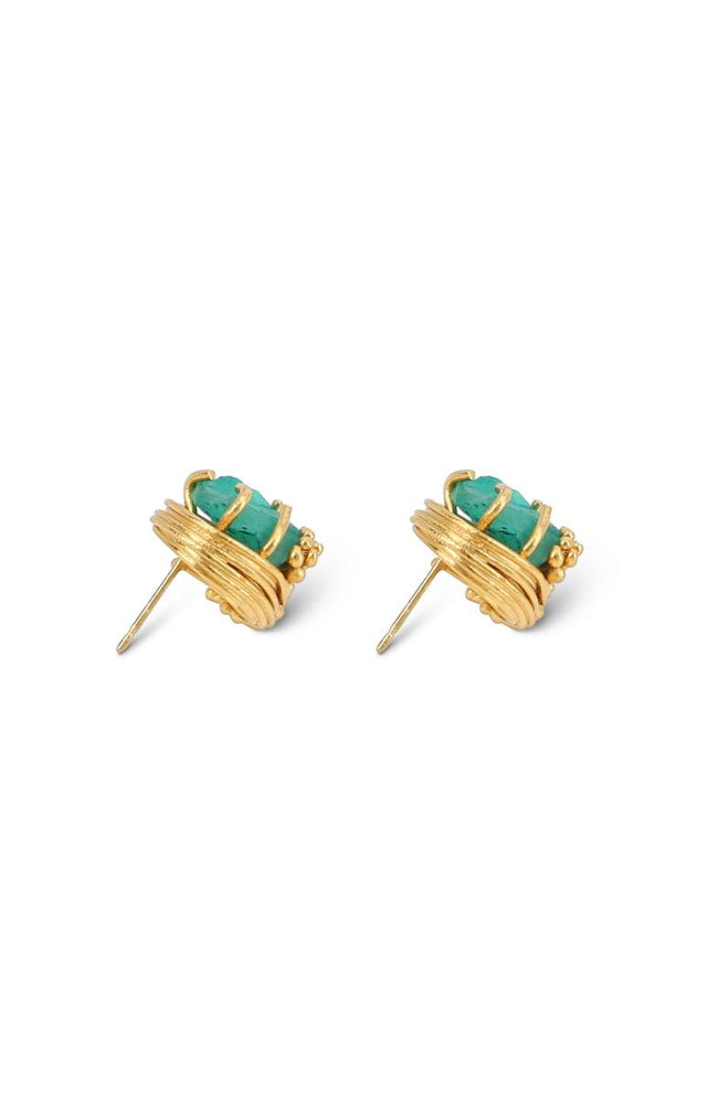 Mini Geo Emerald Studs