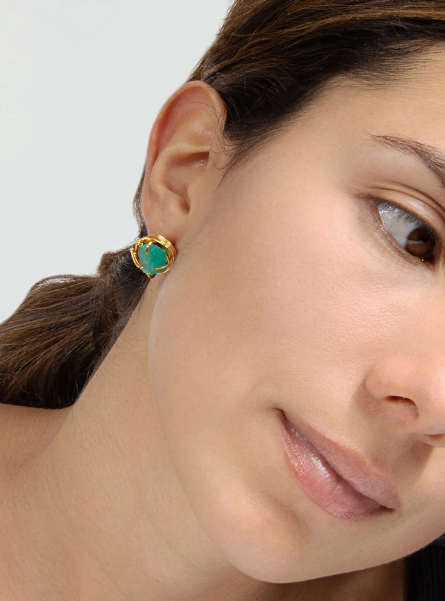 Mini Geo Emerald Studs