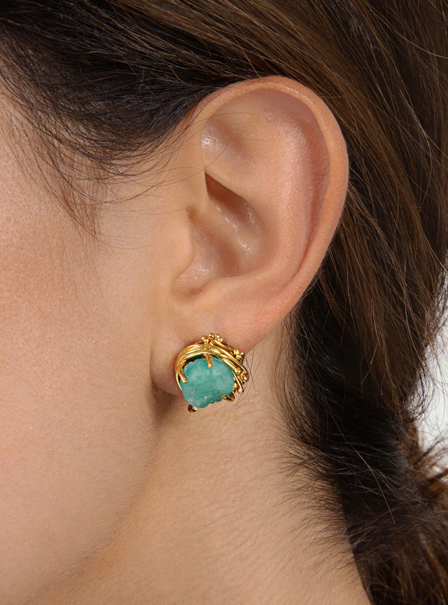 Mini Geo Emerald Studs