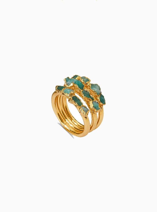 Triple Bang Emerald Ring