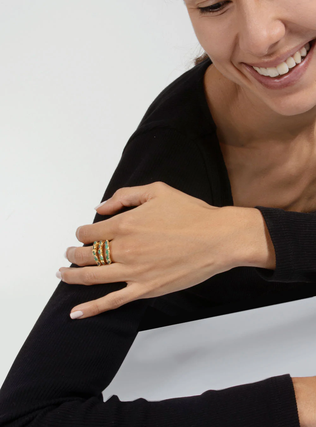 Triple Bang Emerald Ring