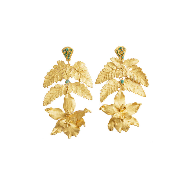 Wilsonara Orchid And Emerald Earrings