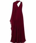 Elara Dress de MateriaCruda, vestido largo en vino con panel lateral extendido, vista principal