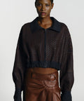 Bomber Granito by Andrea Landa, wide-leg leather trousers, main view