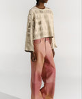 Sweater Tatacoa by Andrea Landa in Bone, leather sweater with cut technique, main view