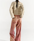 Sweater Tatacoa by Andrea Landa, detail of the shoulders with perforations and handwoven detail