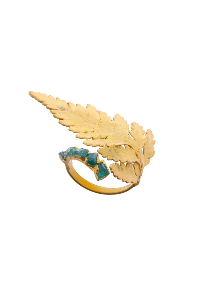 Fern And Rough Emerald Ring