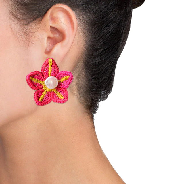 PINK FLOWER EARRINGS 