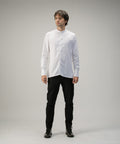 Camisa Slim cruda en algodón de A New Cross con cuello nehru, vista frontal