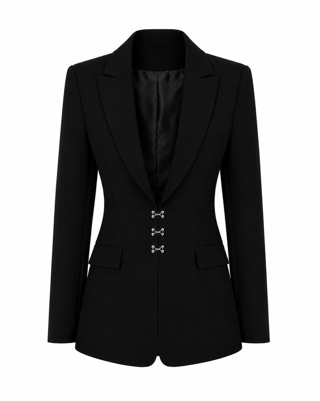 Nola Blazer by MateriaCruda, classic blazer with snap-button detail, main view