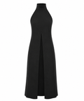 Caeli Shirt de MateriaCruda, blusón largo negro de cuello alto con espalda descubierta, vista principal