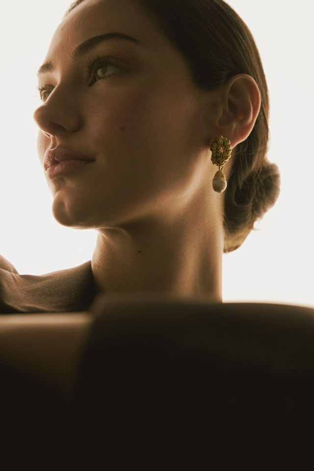 ARETES NUDO PINO NORFOLK CON PERLAS