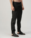 Pantalón de prenses en lino negro A New Cross, vista lateral