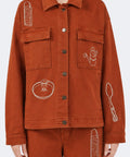 Chaqueta Payla - Ladrillo - Olga Fisch - Detalle frontal bordado
