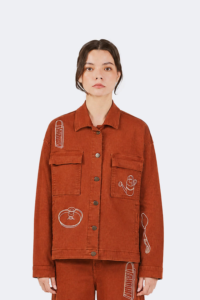 Chaqueta Payla - Ladrillo - Olga Fisch - Detalle frontal