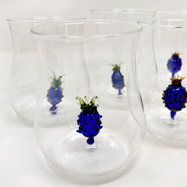 Set De Vasos Piñas Azules