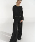 Sweater Tatacoa by Andrea Landa in Black Suede, leather sweater with cut technique, main view