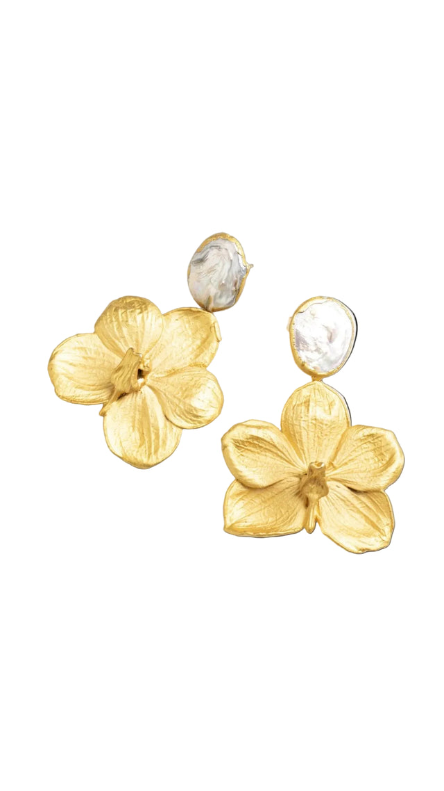 VANDA ORCHID EARRINGS WITH PEARL
