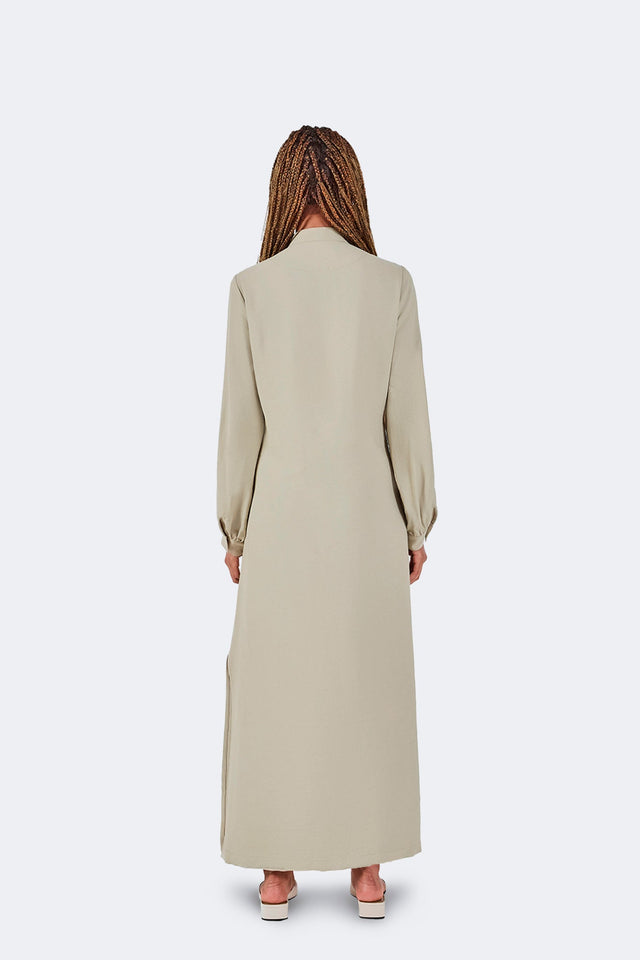 Vestido Zigze Anudado - Musgo - Olga Fisch - Espalda
