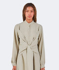 Vestido Zigze Anudado - Musgo - Olga Fisch - Detalle frontal