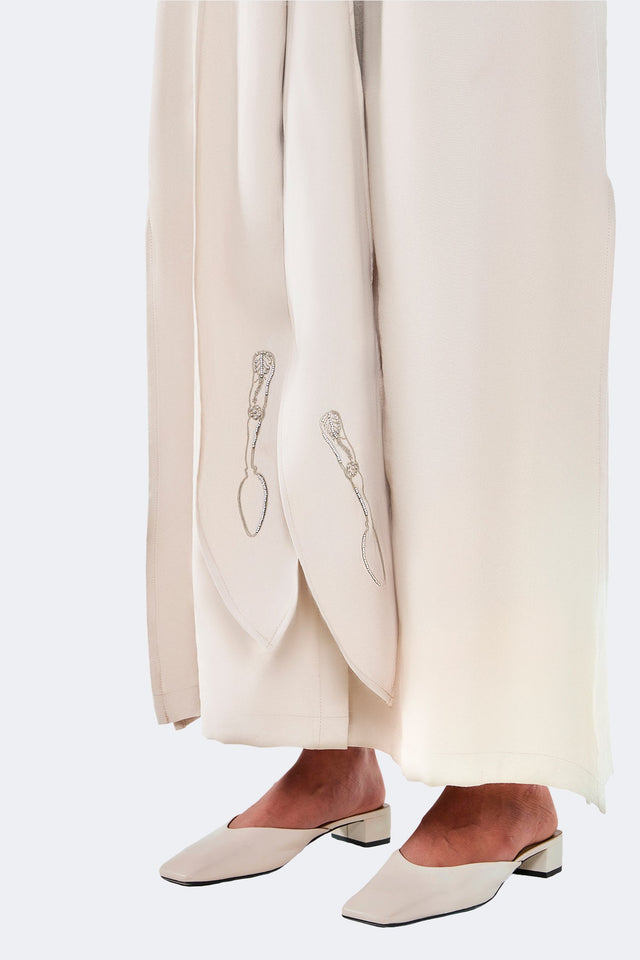 Vestido Zigze Anudado - Marfil - Olga Fisch - Detalle lateral