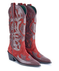 Detalle del trabajo en cuero de la bota texana Proyecto, bota cowboy artesanal hecha en Colombia