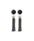 Estelares earrings by Mercedes Salazar with hand-carved, hand-painted tigers, fantasy pearls and gold-plated bronze