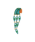 Detail of the Lolita earrings by Mercedes Salazar in raffia with crystals and gold plating