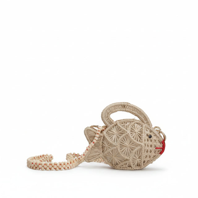 Cartera Mini Doris de Mercedes Salazar tejida a mano en rafia, tamaño mini