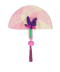 Magia Fan by Mercedes Salazar handwoven in multicolored raffia with a colorful yarn broom