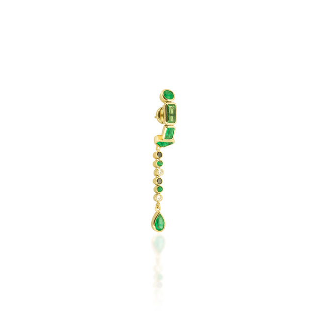 Emeralds and Diamonds Line Earring 