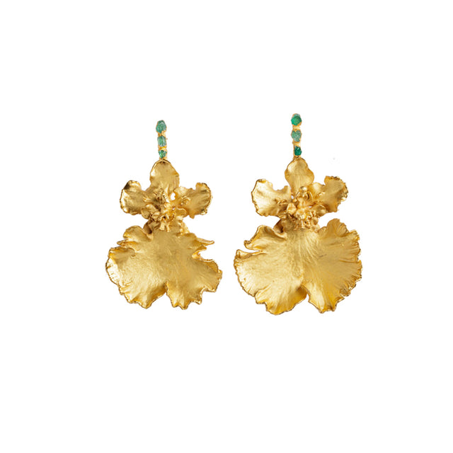 Cohniella Orchid And Emerald Earrings 