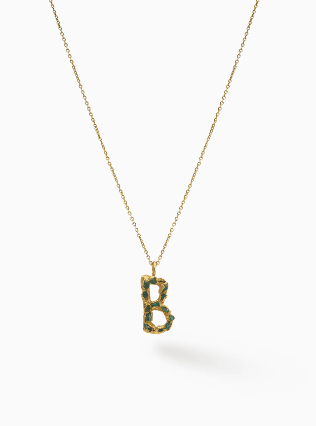 ABC Charm Emerald Necklace - B