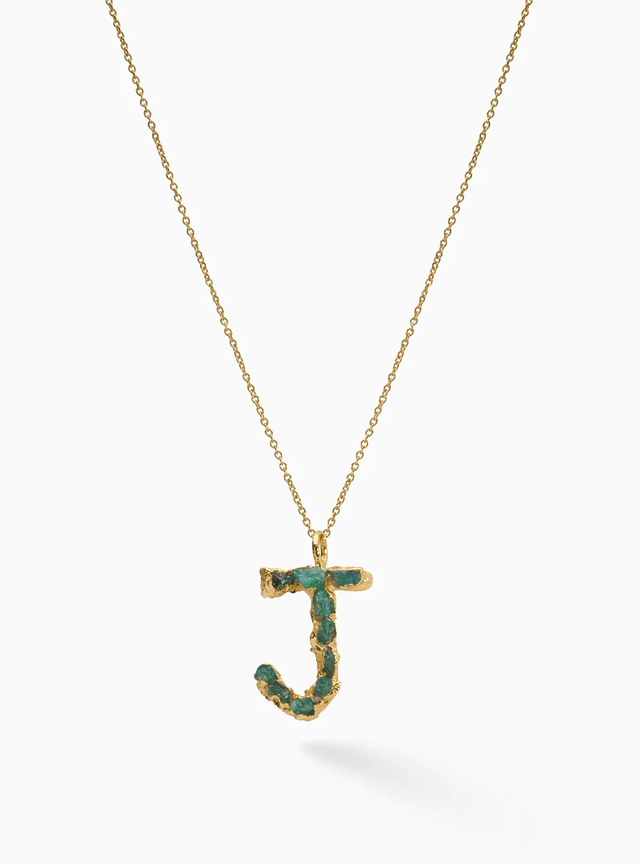ABC Charm Emerald Necklace - J