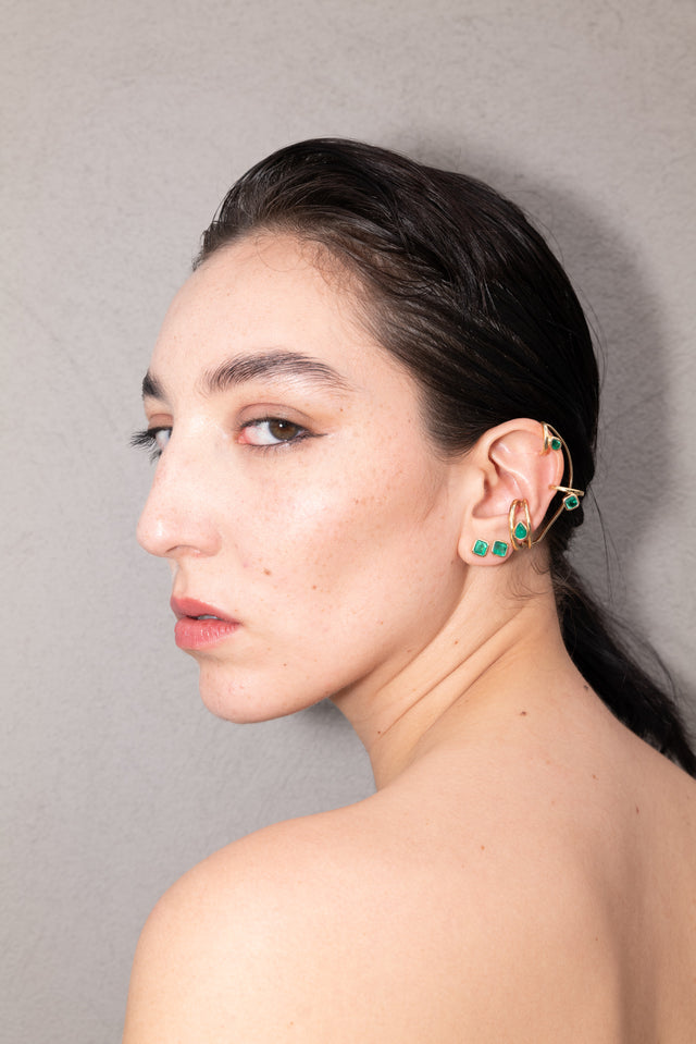 Golden Rings and Emeralds Ear cuff