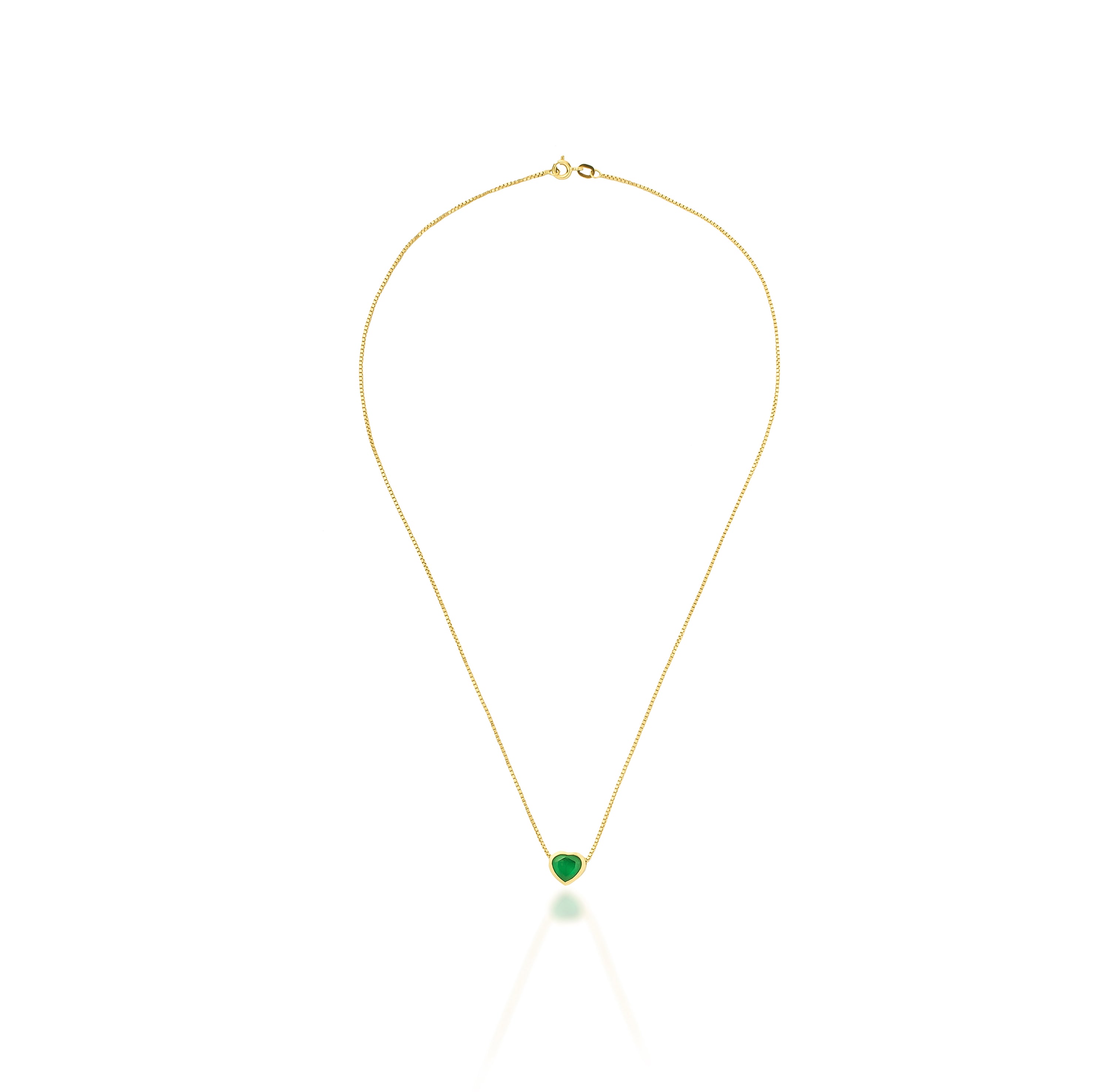 Open Heart Diamond & Emerald Pendant Necklace 14k White Gold 0.63ct - IP304