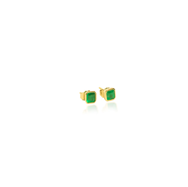 Squared Emerald Studs