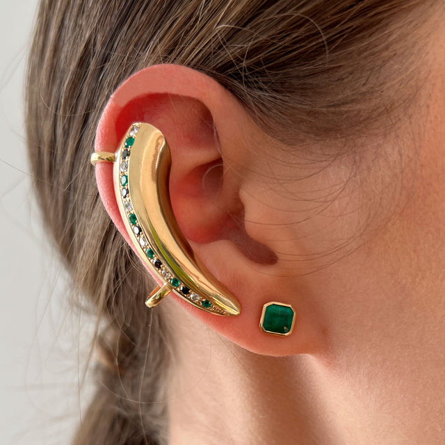 Squared Emerald Studs