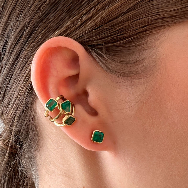 Squared Emerald Studs